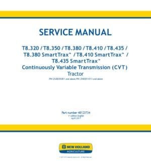 New Holland T8.410 T8.435 T8.380 SmartTrax T8.410 T8.435 Tractor Operators Manual