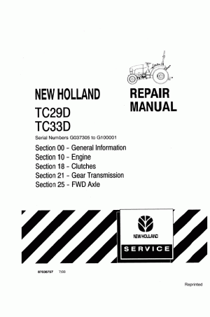 New Holland Tc29d Tc29da Tc33d Cnh Quick Hitch 2030 2035 Boomer Operator Maintenance Manual
