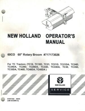 New Holland 60co 60 Rotary Broom Tractor Operators Manual