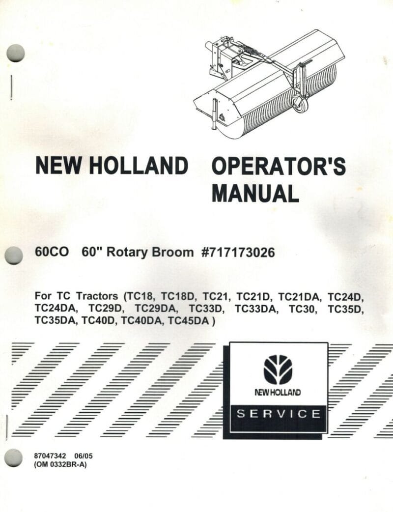 New Holland 60co 60 Rotary Broom Tractor Operators Manual