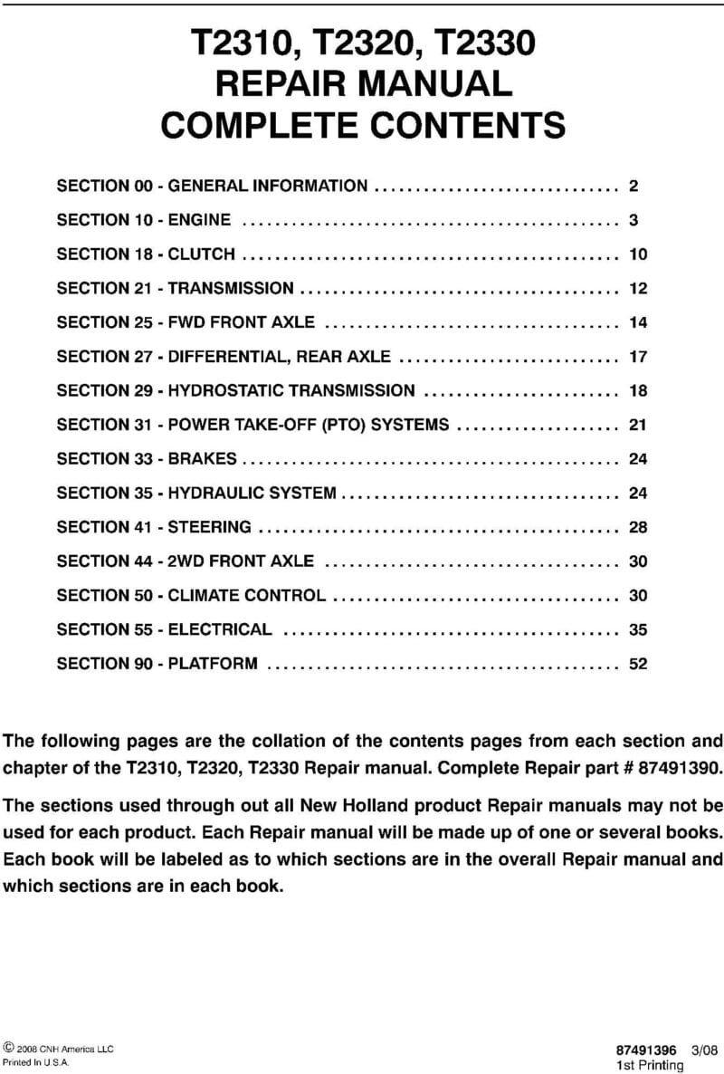 New Holland T2310 T2320 T2330 Tractors Service Repair Manual - Image 2