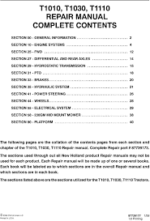 New Holland T1010 T1030 T1110 Tractor Service Manual