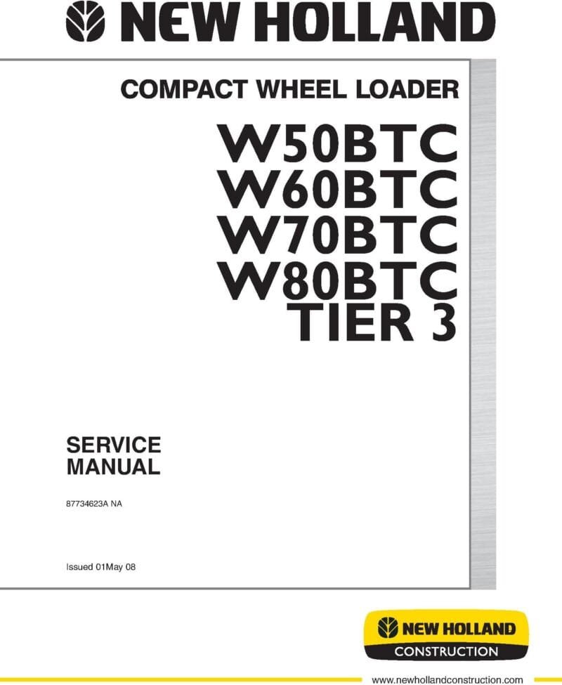 New Holland W50Btc W60Btc Wheel Loader Service Manual