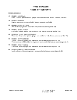 Case 1000D Crawler Dozer Service Manual