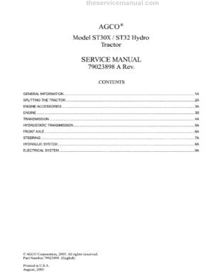 AGCO ST30X, ST32 Tractor Workshop Service Manual