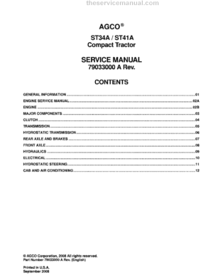 AGCO ST34A, ST41A Tractor Service Manual
