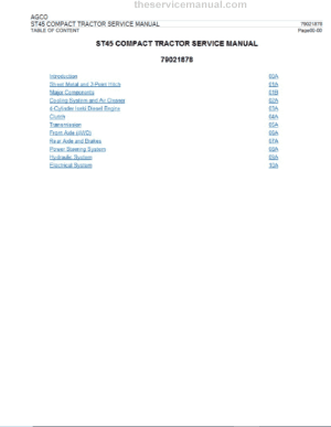 AGCO ST45 Tractor Service Manual