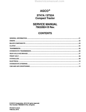 AGCO ST47A, ST52A Tractor Service Manual