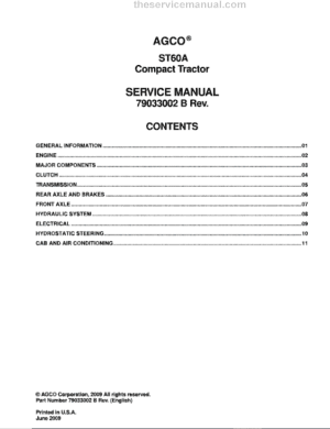 AGCO ST60A Tractor Service Manual