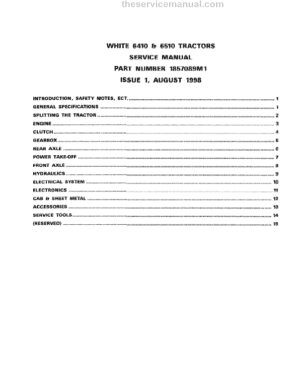 White 6410, 6510 Tractors Service Manual