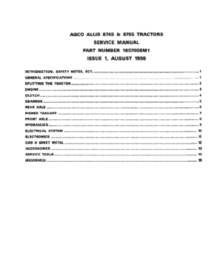 AGCO 8745 and 8765 Service Repair Manual