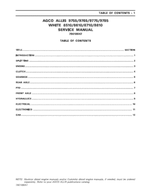 AGCO Allis 9755 9785 Tractors Service Manual