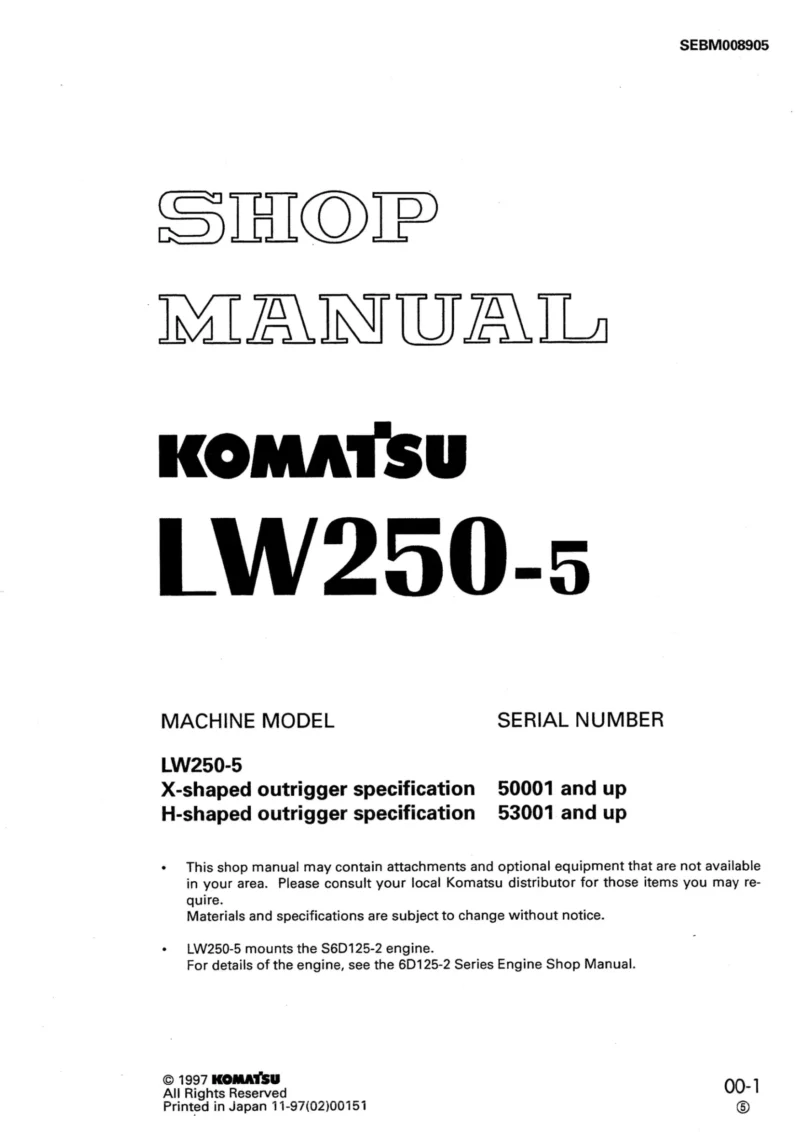 Komatsu LW250-5 Mobile Crane Service Repair Manual - Image 2