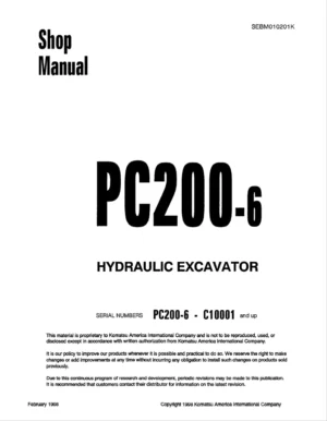 Komatsu Pc200en-6 Pc200el6k Sa6d102e Engine Shop Manual