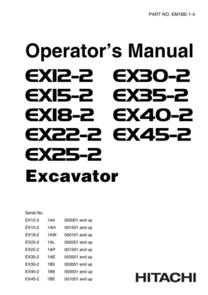 Hitachi Ex12-2 Ex15-2 Ex18-2 Ex22-2 Operators Manual