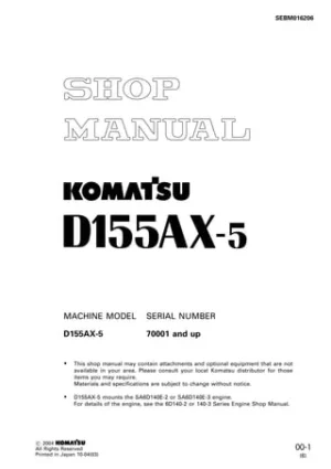 Komatsu D155AX-5 Bulldozer Workshop Service Repair Manual