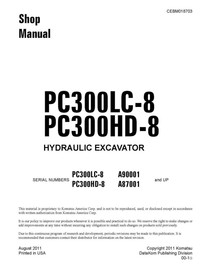 Komatsu Pc300lc-8 Hydraulic Excavator Workshop Service Manual - Image 2