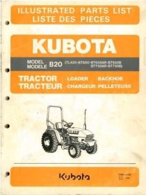 Kubota B20 Tl420 Bt650 Bt750 Parts Catalog Manual