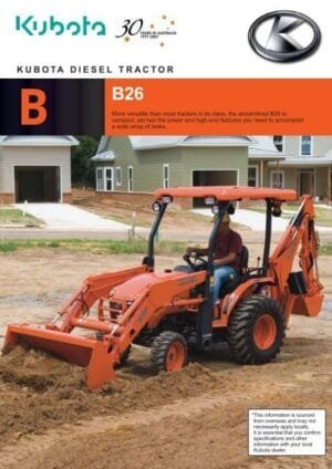 Kubota B26 Tractor Backhoe Parts Manual