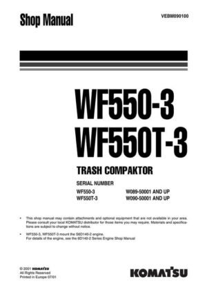 Komatsu WF550-3 WF550T-3 Trash Compactor Service Repair Manual