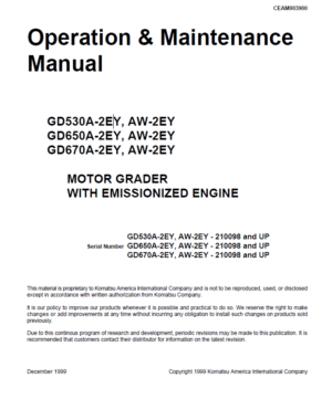 Komatsu Gd530a-2ey Gd670a-2ey Service Repair Manual
