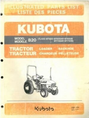 Kubota B20 Tl420 Bt650 Bt750 Parts Catalog Manual